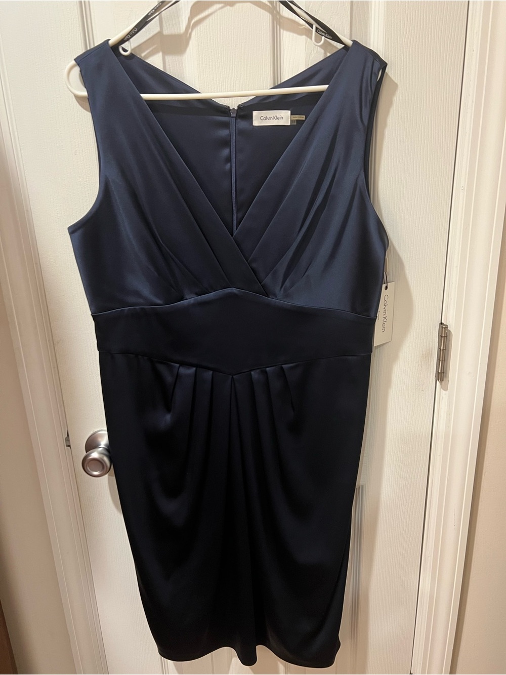Calvin Klein Dark Navy V-Neck Sleeveless Midi Dress